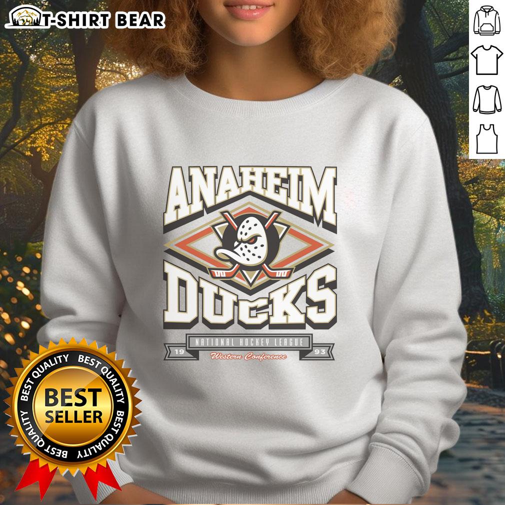 Premium Anaheim Ducks Heater Sweatshirt in black, featuring team logo and comfortable design for fans and warmth.