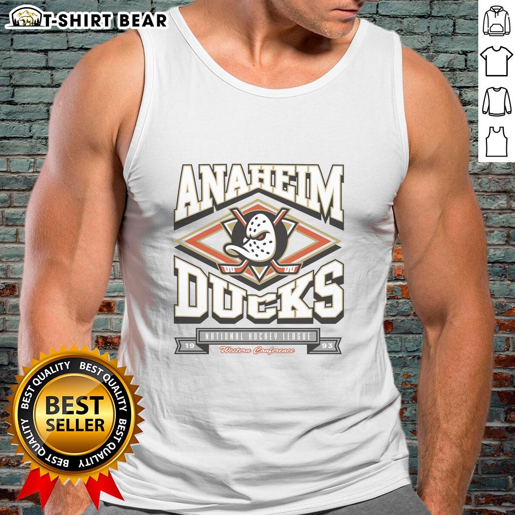 Alt Text: Premium Anaheim Ducks Heater Tank Top featuring bold team colors and logo, perfect for fans and summer wear.