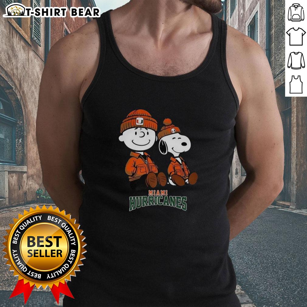 Alt Text: Premium Charlie Brown and Snoopy Miami Hurricanes tank top, featuring vibrant graphics and a stylish design for fans.