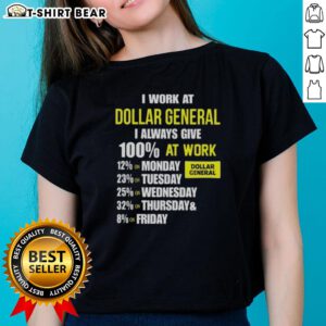 Premium I Work At Dollar General Ladies Tee showcasing dedication and hard work with a stylish design for employees.