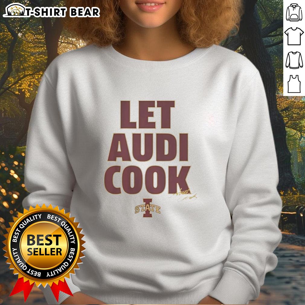 Premium Iowa State Cyclones Let Audi Cook Sweatshirt in vibrant red, showcasing team pride and comfort for fans.
