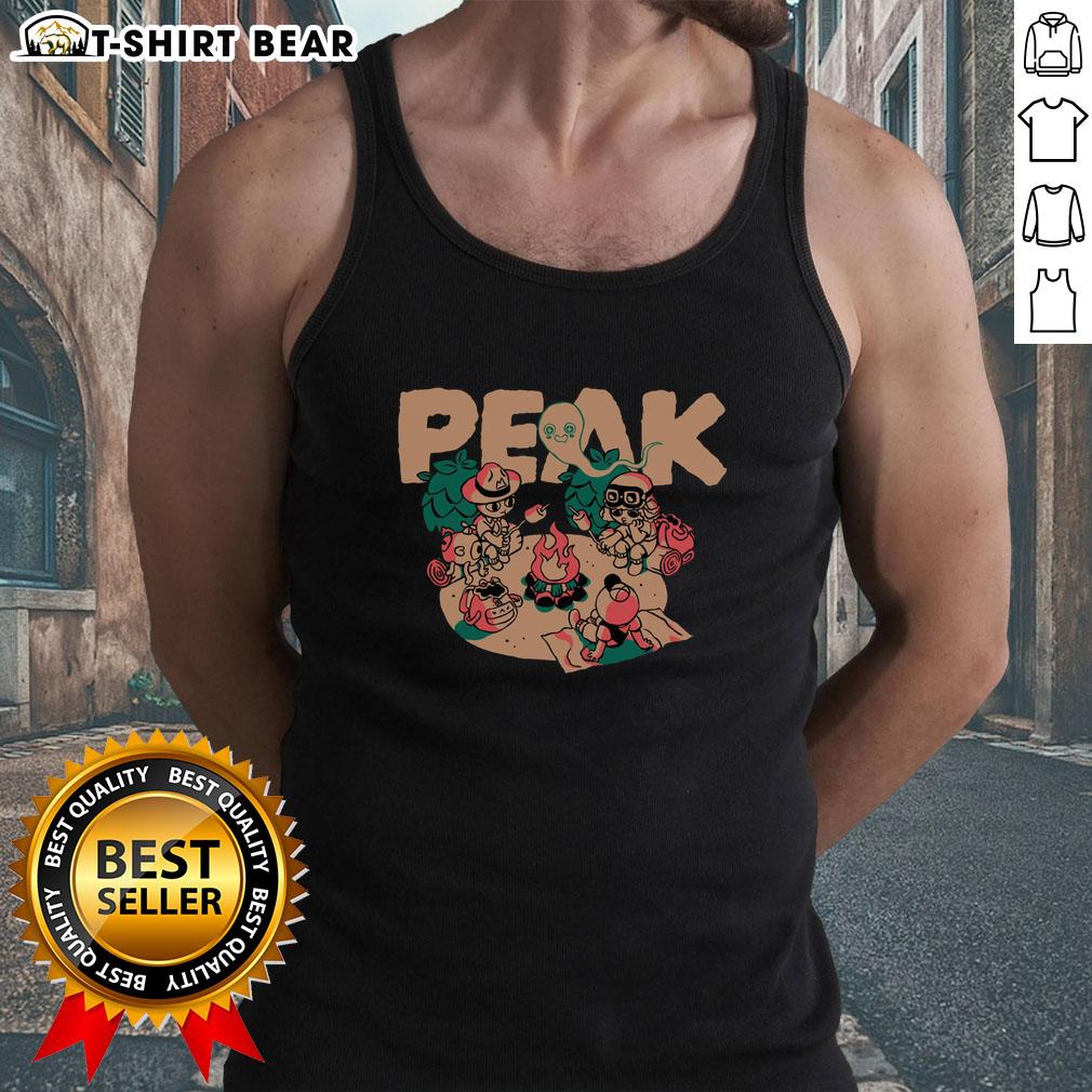 Premium Peak Happy Campers Tank Top featuring a stylish design, perfect for outdoor adventures and summer fun.