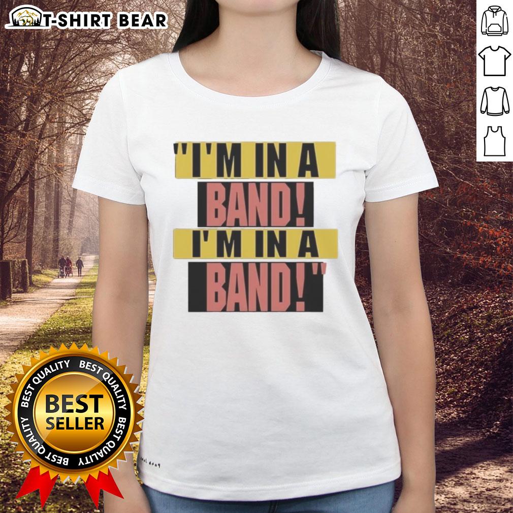 Hayley Williams wearing 'I'm In A Band' ladies tee, showcasing her stylish look and unique fashion sense.