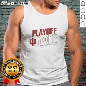 Alt Text: Stylish Indiana Hoosiers CFP 2025-2026 Playoff Mode logo tank top, perfect for fans and game day attire.