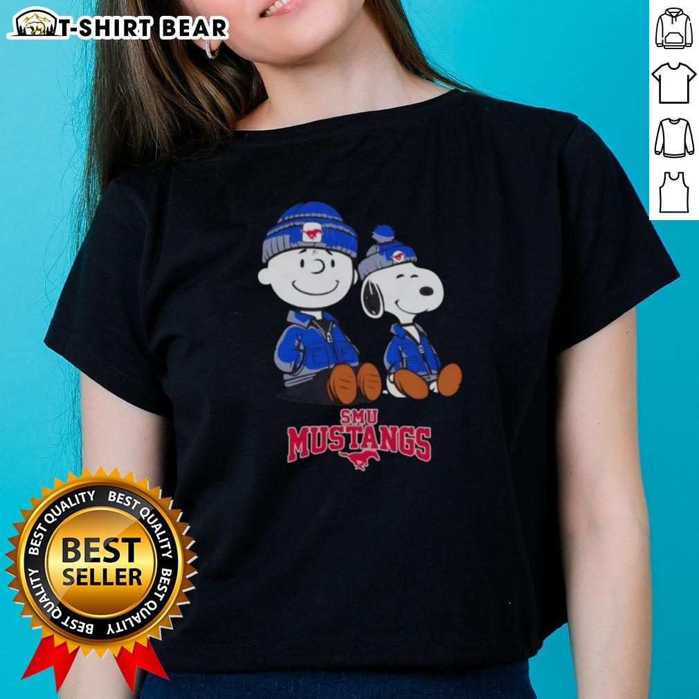 Pretty Smu Mustangs x Snoopy and Charlie Brown ladies tee featuring vibrant graphics and a stylish design.