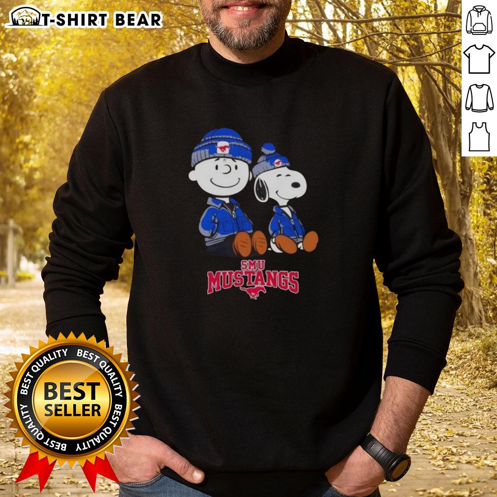 Alt Text: Pretty Smu Mustangs x Snoopy and Charlie Brown sweatshirt featuring vibrant graphics and cozy design.