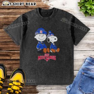 Pretty Smu Mustangs x Snoopy and Charlie Brown washed t-shirt featuring vibrant graphics and a relaxed fit for casual style.