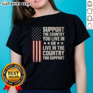 Pretty support the country you live in or live in the country you support flag ladies tee showcasing patriotic design.