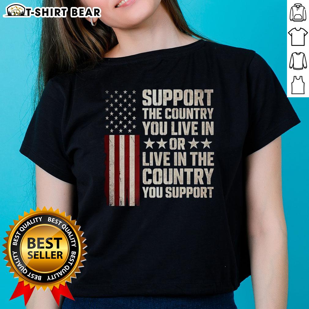 Pretty support the country you live in or live in the country you support flag ladies tee showcasing patriotic design.