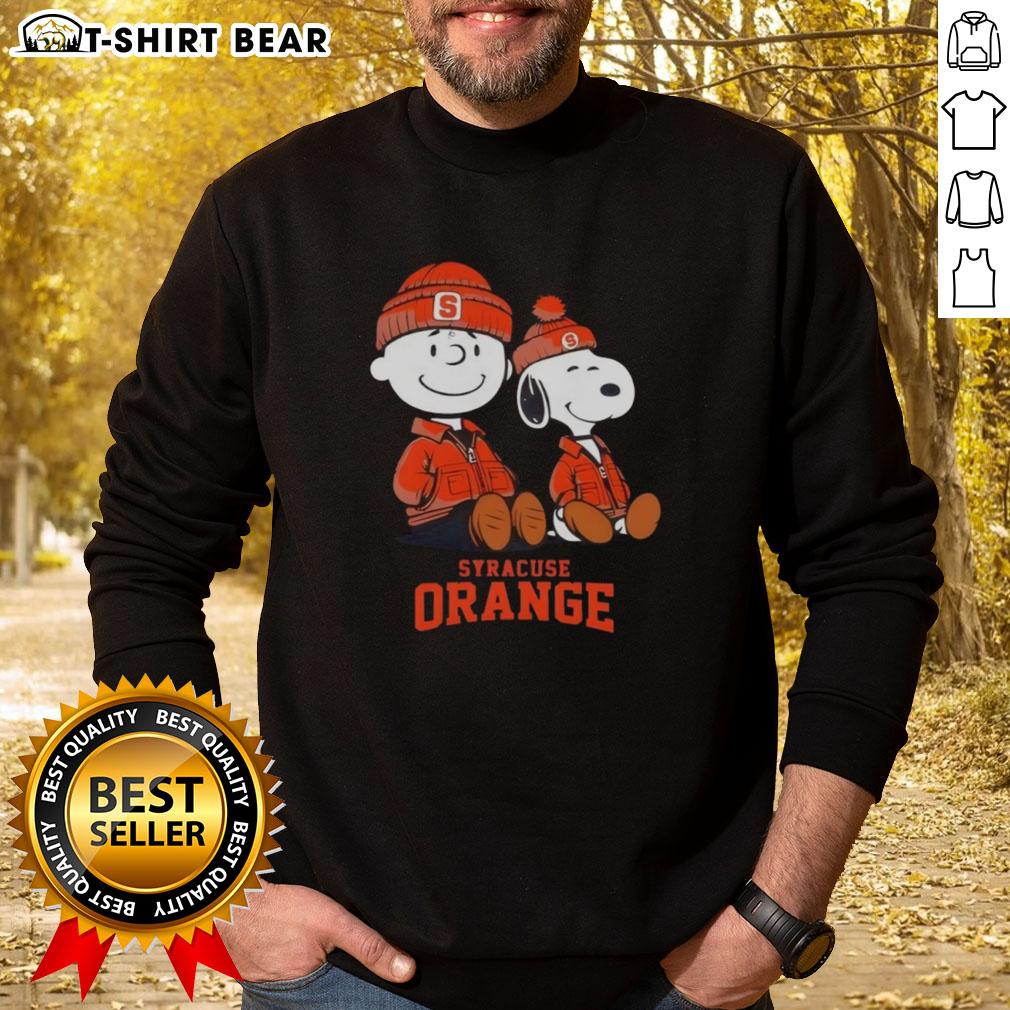 Alt Text: Stylish Syracuse Orange sweatshirt featuring Snoopy and Charlie Brown, perfect for fans and cozy casual wear.
