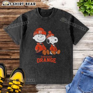 Alt Text: Stylish Syracuse Orange X Snoopy and Charlie Brown washed t-shirt featuring a vibrant design for fans and collectors.