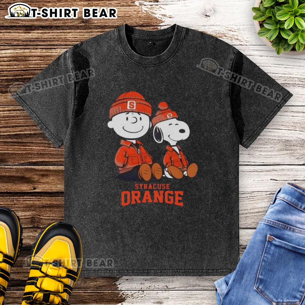 Alt Text: Stylish Syracuse Orange X Snoopy and Charlie Brown washed t-shirt featuring a vibrant design for fans and collectors.