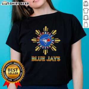 2025 Toronto Blue Jays baseball tee for Hispanic ladies, featuring vibrant design and comfortable fit for fans.