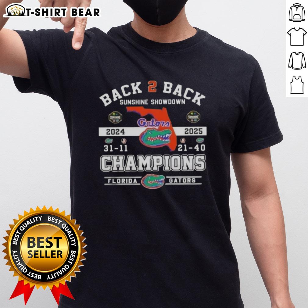 Florida Gators T-shirt celebrating top back-to-back Sunshine Showdown champions with vibrant team colors and logo.