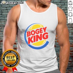 Top Bogey King Burger King logo tank top featuring a stylish design for golf and fast food enthusiasts.