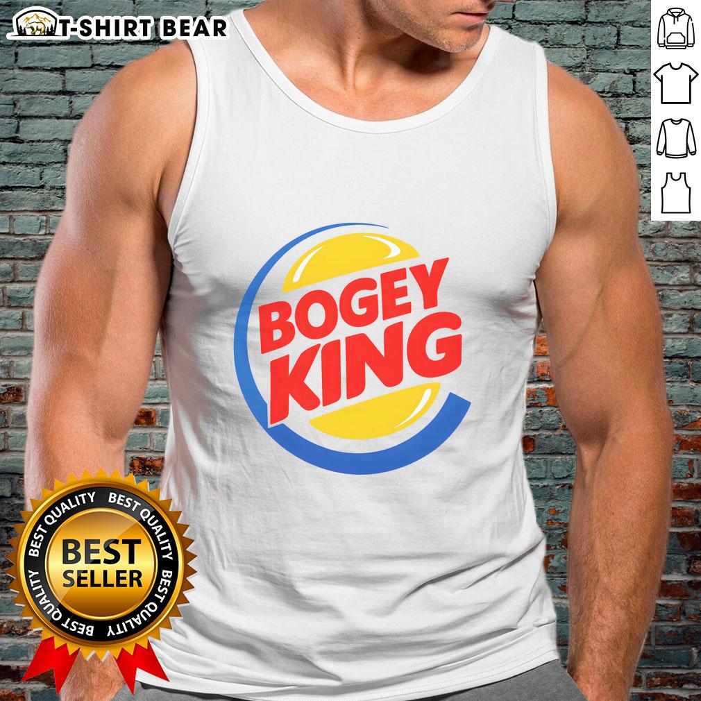 Top Bogey King Burger King logo tank top featuring a stylish design for golf and fast food enthusiasts.
