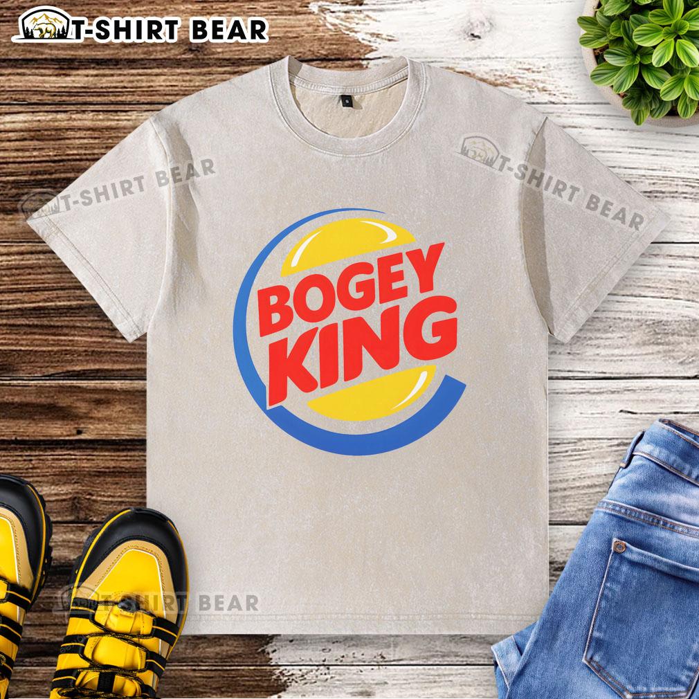 Alt Text: Top Bogey King Burger King logo on a washed t-shirt, perfect for casual wear and fast food lovers.