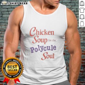 Top Chicken Soup for the Polycule Soul tank top featuring a fun graphic and vibrant colors, perfect for casual wear.