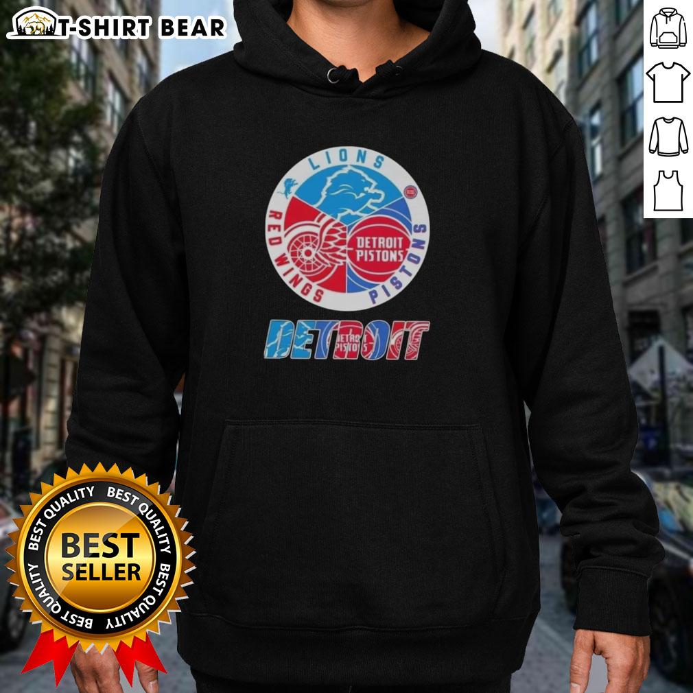 Top Detroit City Sports hoodie featuring Lions, Pistons, and Red Wings logos, perfect for fans of Detroit teams.