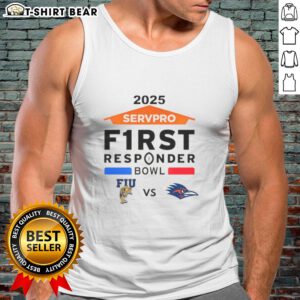Top Florida International vs UTSA Roadrunners 2025 Servpro First Responder Bowl tank top featuring team logos and vibrant design.