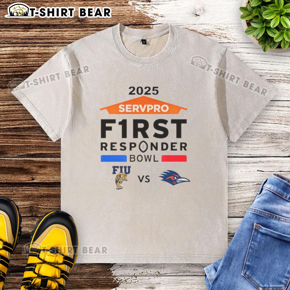 Alt Text: Top Florida International vs UTSA Roadrunners 2025 Servpro First Responder Bowl washed t-shirt design