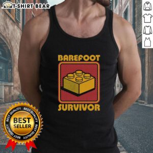 Top Foot Brick Survivor: Barefoot Lego Survivor Tank Top featuring a fun, colorful design for Lego enthusiasts.