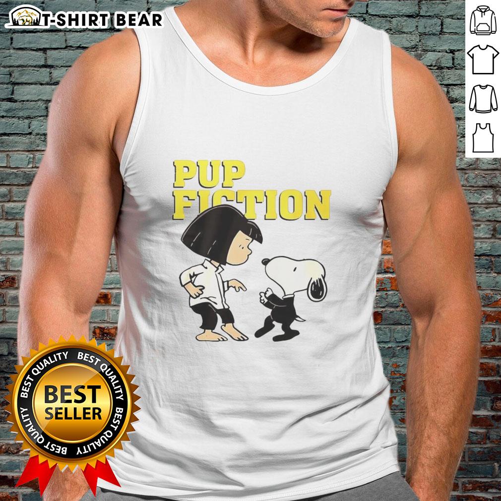 Stylish Top Lucy and Snoopy Pulp Fiction Tank Top featuring iconic characters in a trendy design for fans.