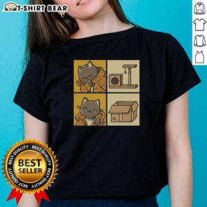 Funny Top Meme Cat Ladies Tee featuring a playful cat graphic, perfect for cat lovers and meme enthusiasts.
