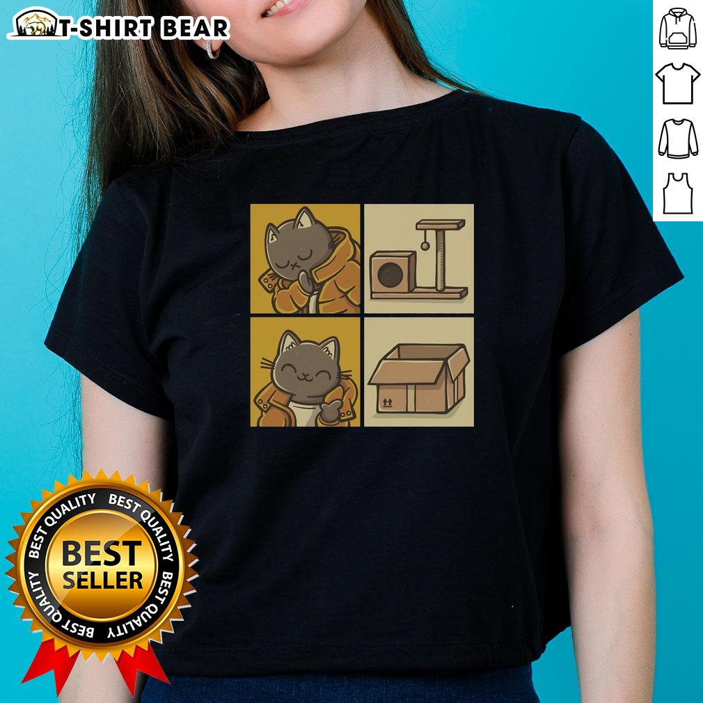 Funny Top Meme Cat Ladies Tee featuring a playful cat graphic, perfect for cat lovers and meme enthusiasts.