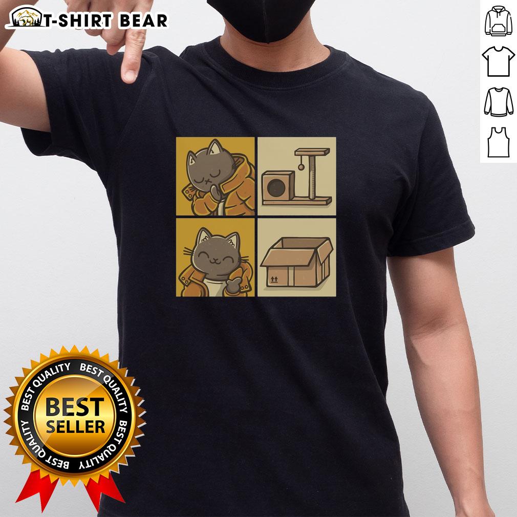 Funny Top Meme Cat T-Shirt featuring a playful cat design, perfect for cat lovers and meme enthusiasts.
