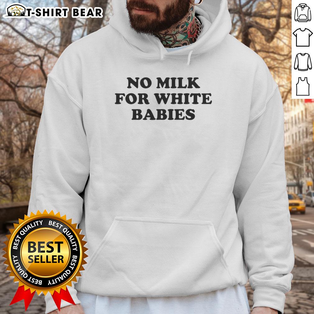 Top No Milk for White Babies letter hoodie in black with bold white text, perfect for trendy baby outfits.