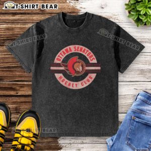 Alt Text: Top Ottawa Senators Surround Washed T-Shirt featuring vibrant team colors and logo, perfect for fans and casual wear.