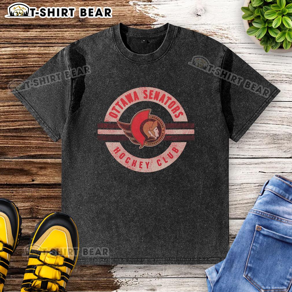Alt Text: Top Ottawa Senators Surround Washed T-Shirt featuring vibrant team colors and logo, perfect for fans and casual wear.