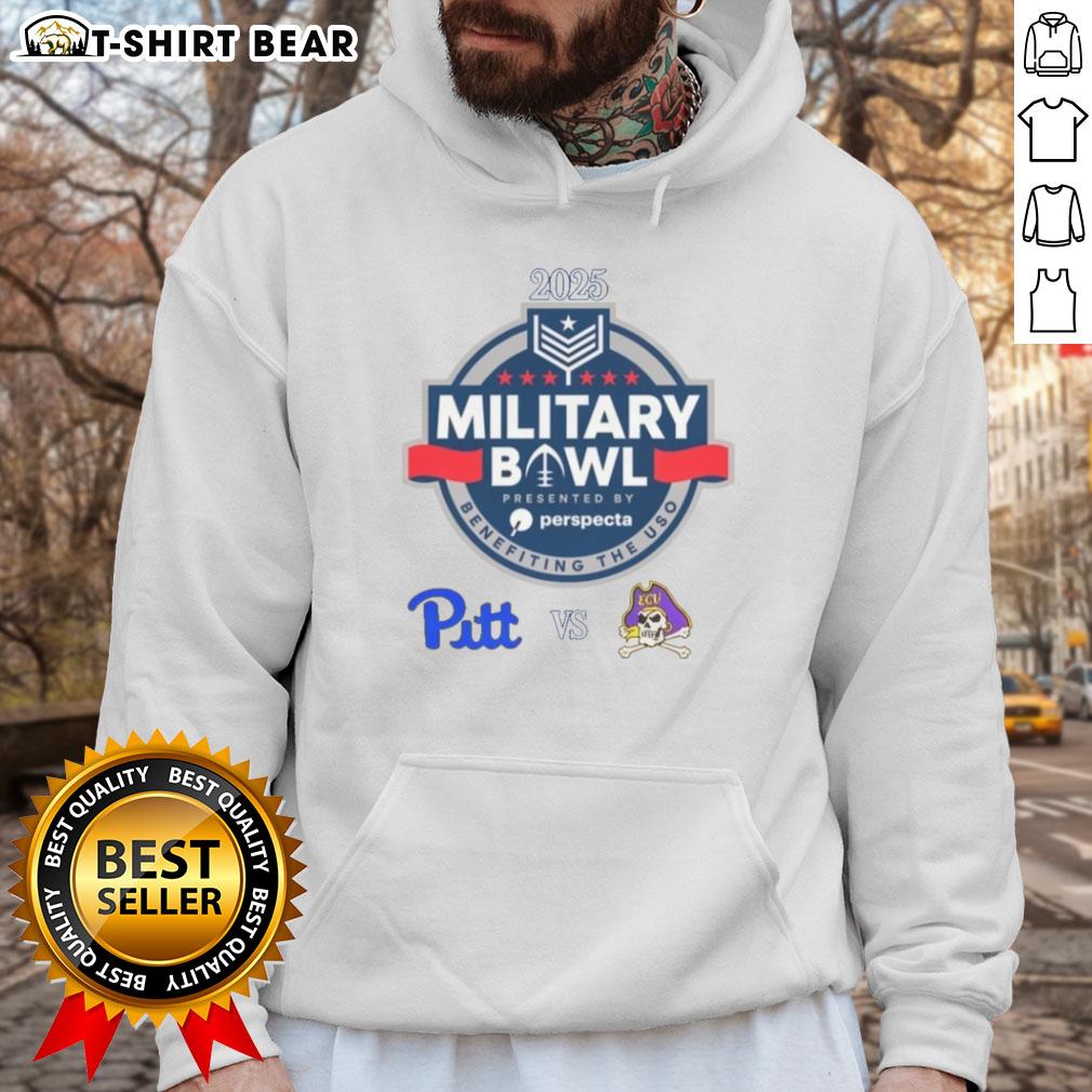 2025 Military Bowl hoodie featuring Pittsburgh Panthers vs. East Carolina Pirates design, perfect for fans and collectors.