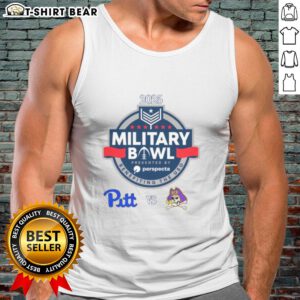 2025 Military Bowl tank top featuring Pittsburgh Panthers vs. East Carolina Pirates design, perfect for fans and supporters.