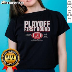 2025 CFP Winner Alabama Crimson Tide ladies tee showcasing team pride for the top playoff first round.