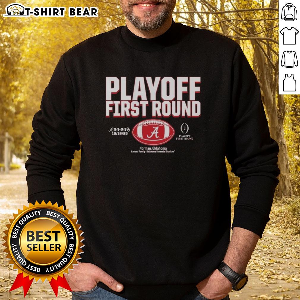 Top Playoff First Round Alabama Crimson Tide 2025 CFP Winner Sweatshirt showcasing team spirit and championship pride.