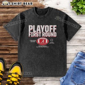 Alabama Crimson Tide 2025 CFP Winner washed t-shirt, perfect for fans celebrating the top playoff first round victory.