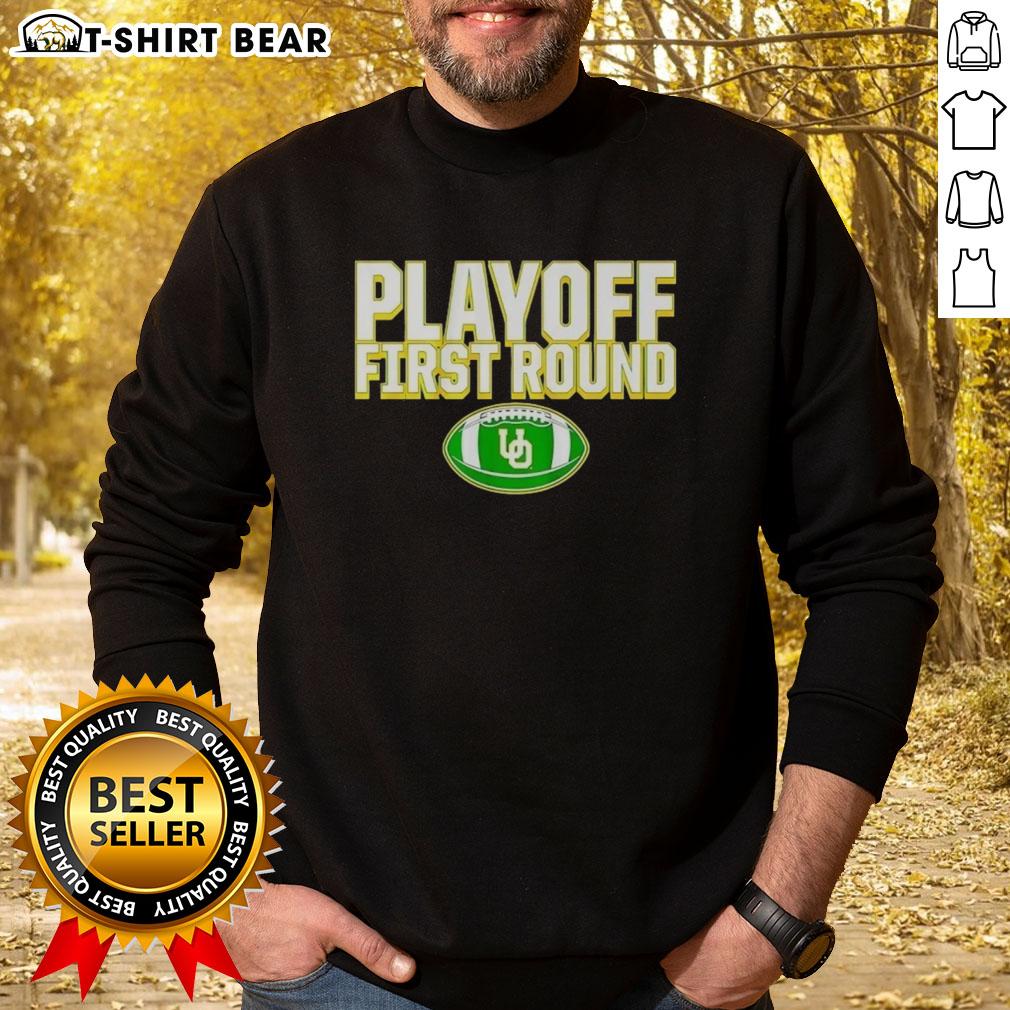 Top Playoff First Round Oregon Ducks 2025 CFP Winner Sweatshirt featuring team colors and logo for fans and supporters.