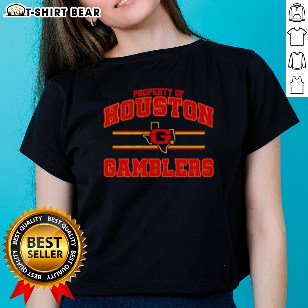 Top Property of Houston Gamblers UFL logo on a stylish ladies tee, perfect for fans of the United Football League.