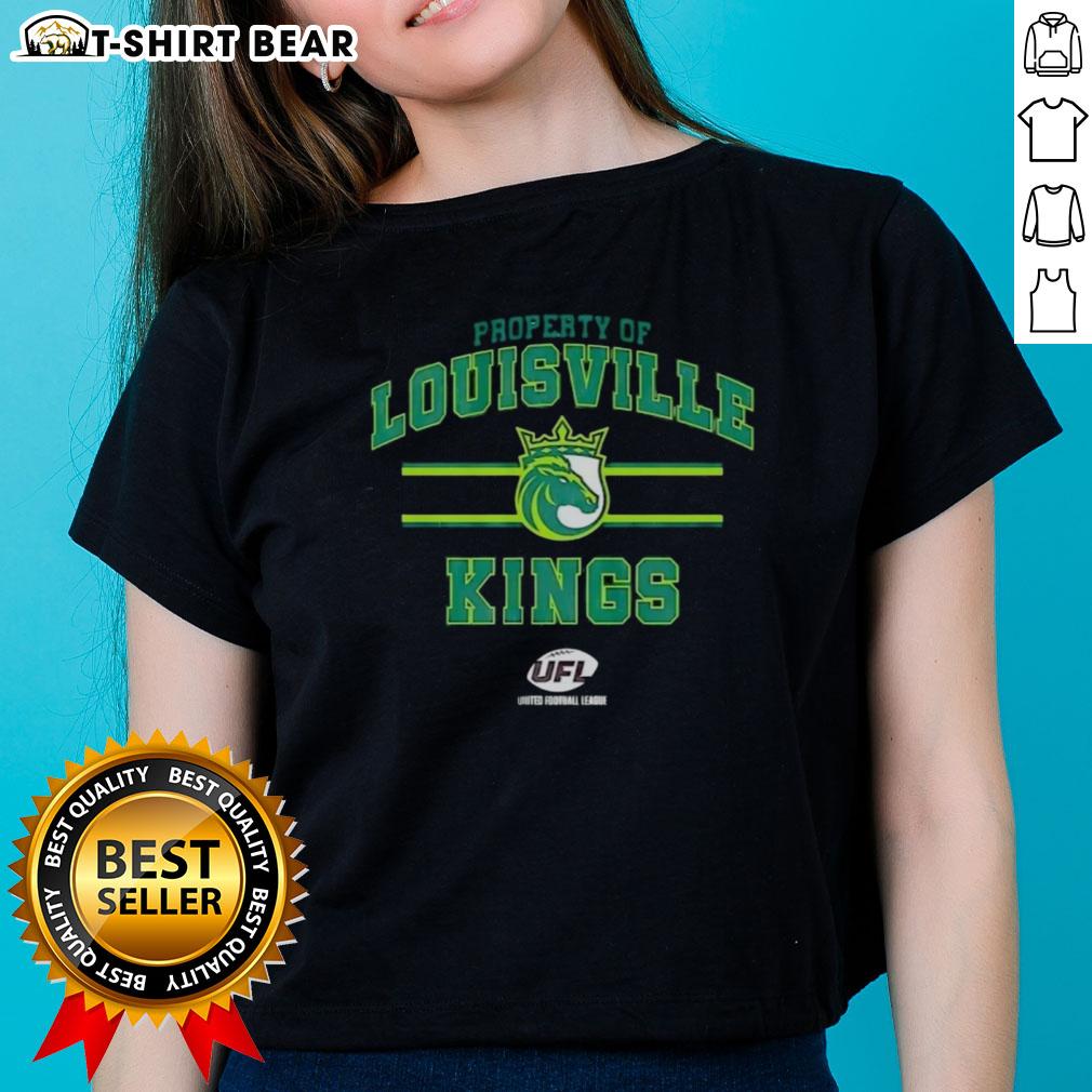 Alt Text: Top Property of Louisville Kings UFL Logo Ladies Tee featuring vibrant team colors and stylish design.