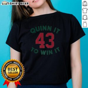 Quinn Hughes Minnesota Wild ladies tee featuring 'Quinn It To Win It' and number 43, perfect for NHL fans.