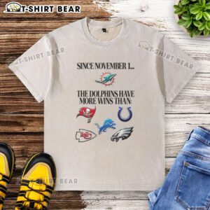Miami Dolphins celebrate their impressive winning streak since November 1, outpacing washed t-shirt sales in popularity.