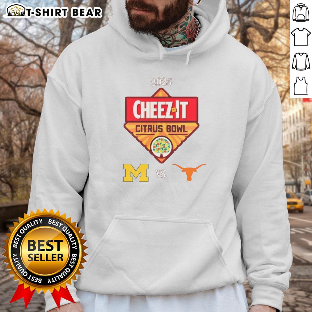 Top Texas Longhorns vs Michigan Wolverines 2025 Citrus Bowl hoodie showcasing team logos and vibrant colors.