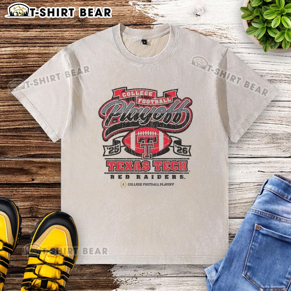 Top Texas Tech Red Raiders College Football Playoff 2025-2026 washed t-shirt in red with team logo for fans.