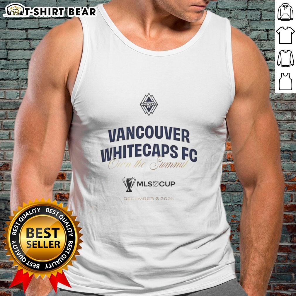 Alt Text: Top Vancouver Whitecaps FC Ownthe Summit 2025 tank top featuring team colors and logo, perfect for fans.