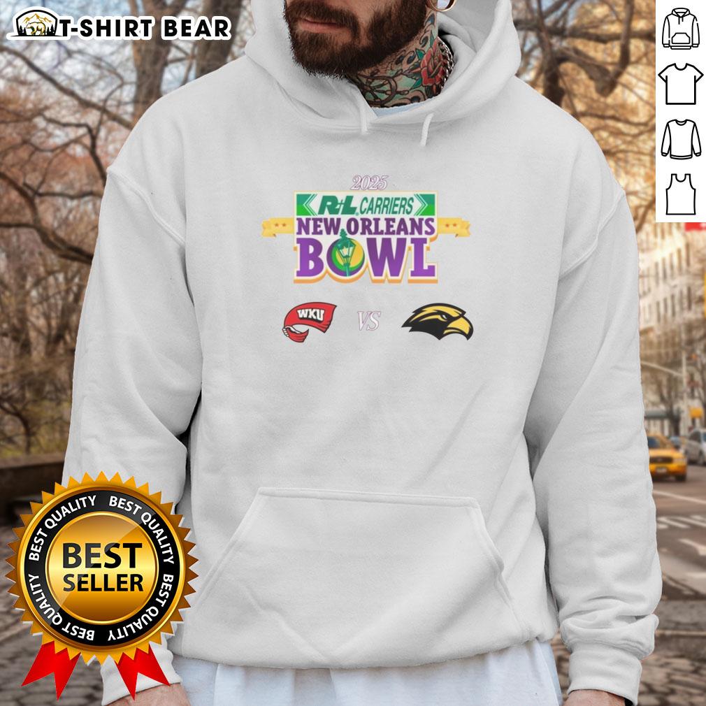 2025 New Orleans Bowl hoodie featuring Top Western Kentucky Hilltoppers vs Southern Miss Golden Eagles design.