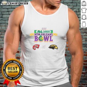 Top Western Kentucky Hilltoppers vs Southern Miss Golden Eagles 2025 New Orleans Bowl tank top featuring team logos.