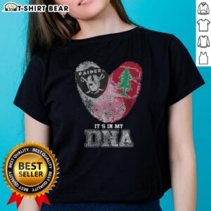 Awesome Fingerprints Las Vegas Raiders X Stanford Cardinal ladies tee showcasing vibrant design and team spirit.