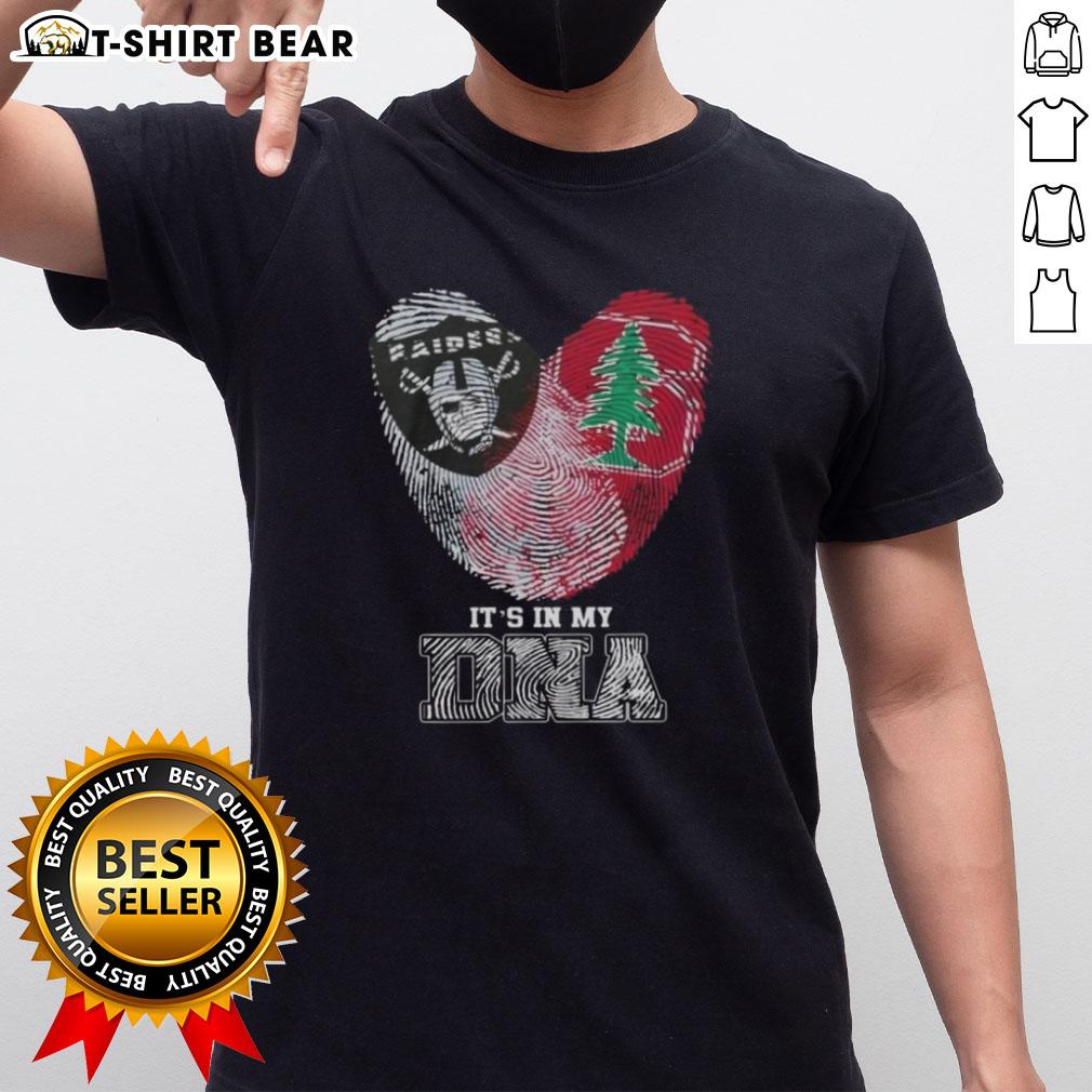 Alt Text: Awesome Fingerprints Las Vegas Raiders X Stanford Cardinal It's In My DNA T-Shirt showcasing team spirit and style.
